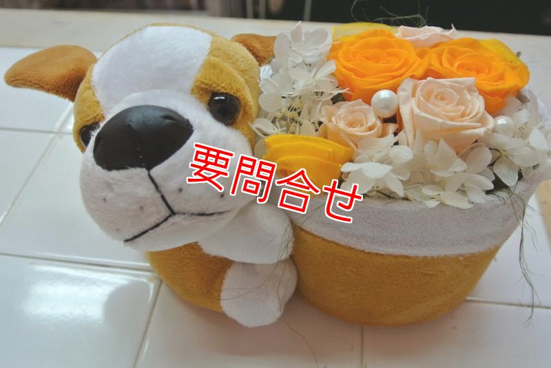 画像1: プリザーブドフラワー　オレンジいぬプリザ【予算 5000円】 (1)