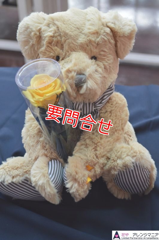 画像1: プリザーブドフラワー　くまさん　茶色　【予算 5000円】 (1)
